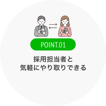 採用担当者と気軽にやり取りできる