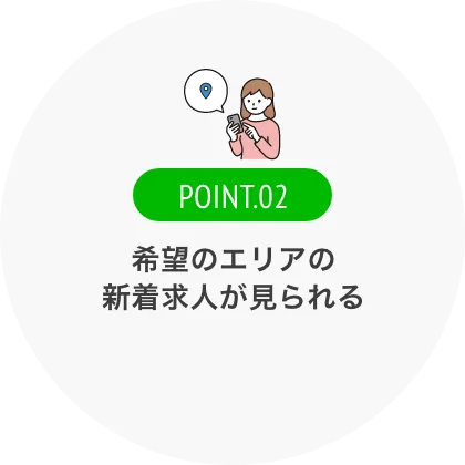 希望のエリアの新着求人が見られる