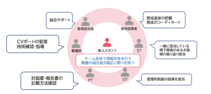 ソフィアメディの新人サポート体制図